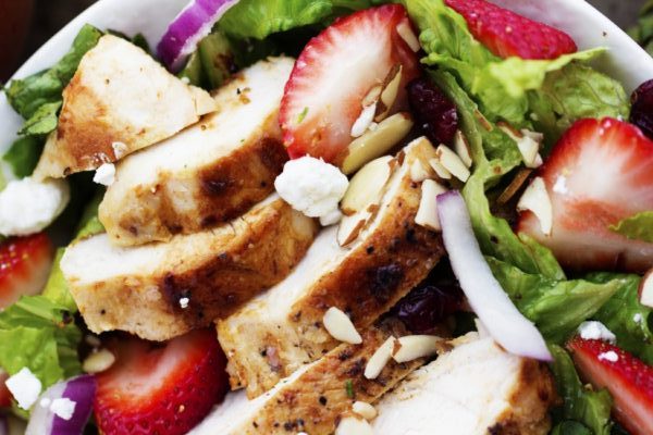 Strawberry Chicken Salad with Strawberry Balsamic Dressing