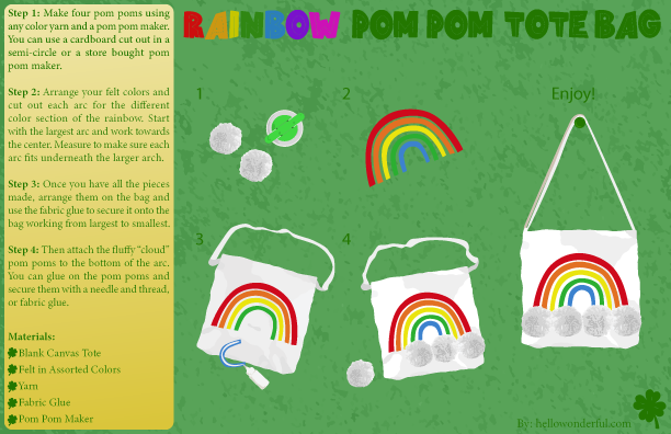 Rainbow Pom Pom Tote bag