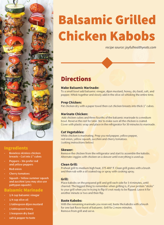 Balsamic Grilled Chicken Kabobs
