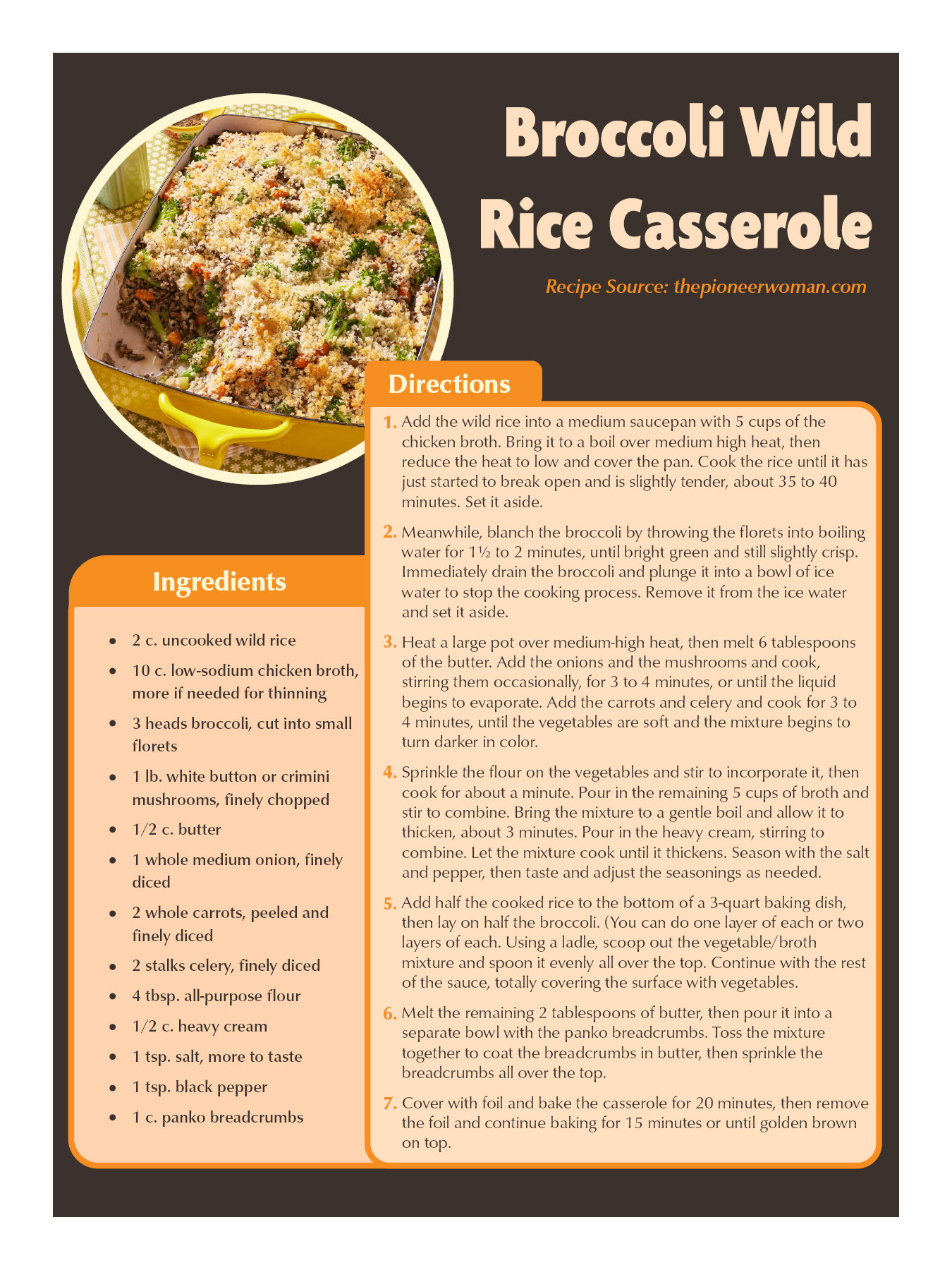 Broccoli Wild Rice Casserole