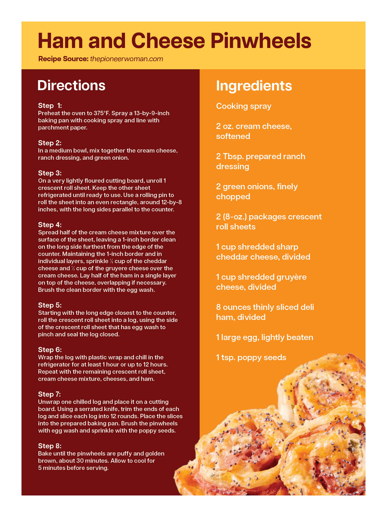 Ham and Cheese Pinwheels