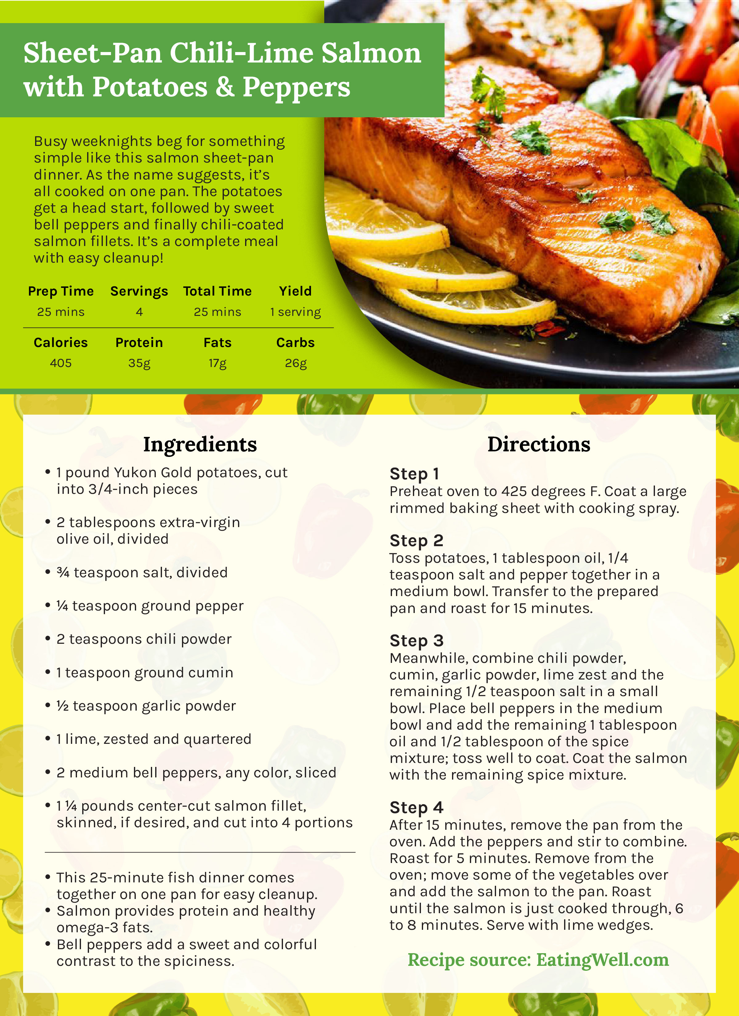 Sheet-Pan Chili-Lime Salmon with Potatoes & Peppers